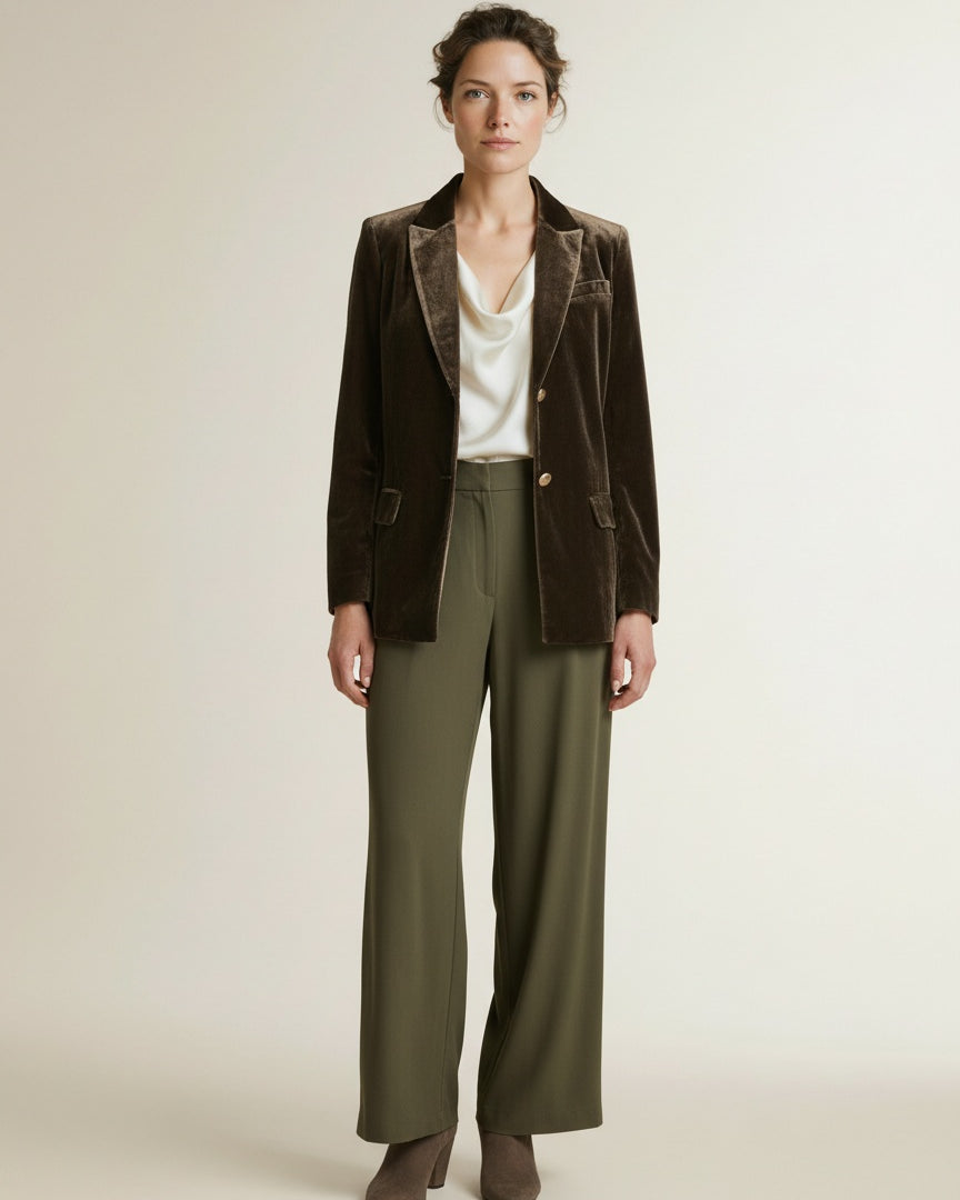 Full body view of the model wearing Mos Mosh Mmemery Vera Blazer 160 Delicioso