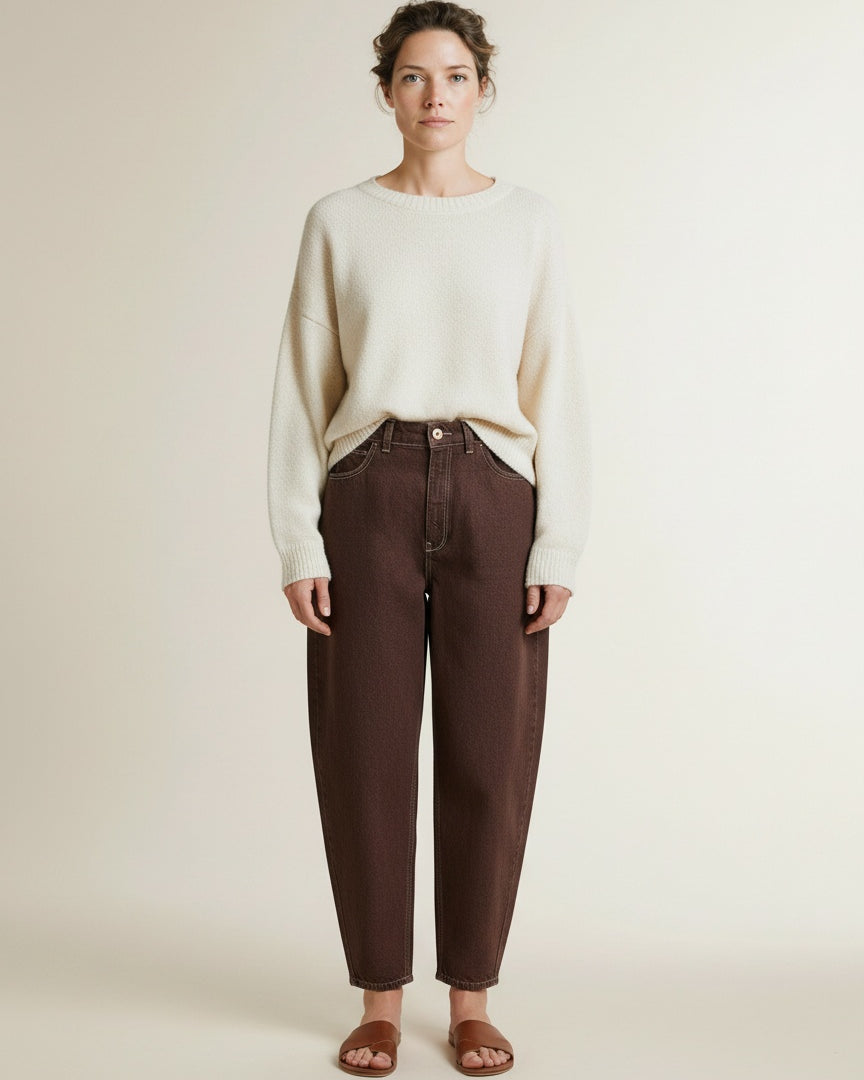 Full body view of the model wearing Mos Mosh Mmscottie Marble Jeans 278 Port Royale