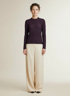 Full body view of the model wearing Copenhagen Muse Cmjeri Blouse Plum Perfect 19-3316