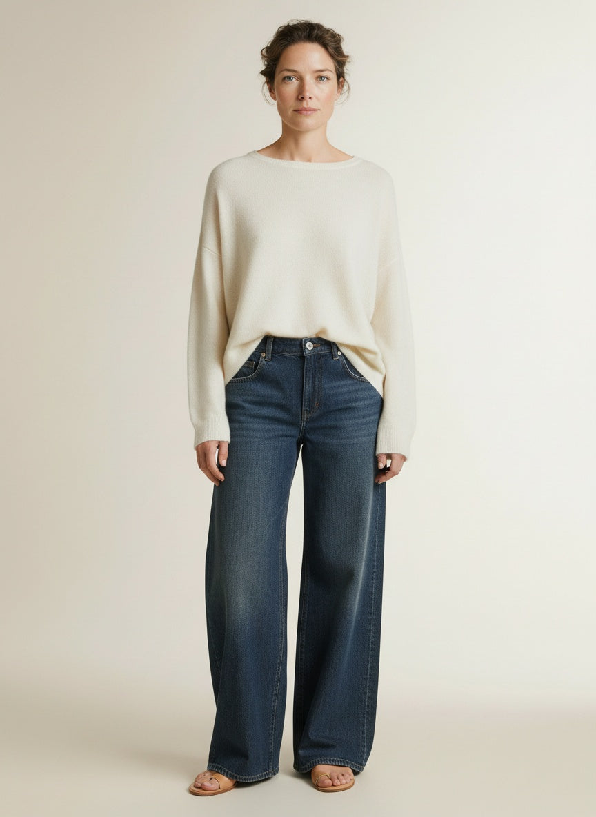 Full body view of the model wearing Mac Philadelphia Jeans Dd Deep Ocean Wash