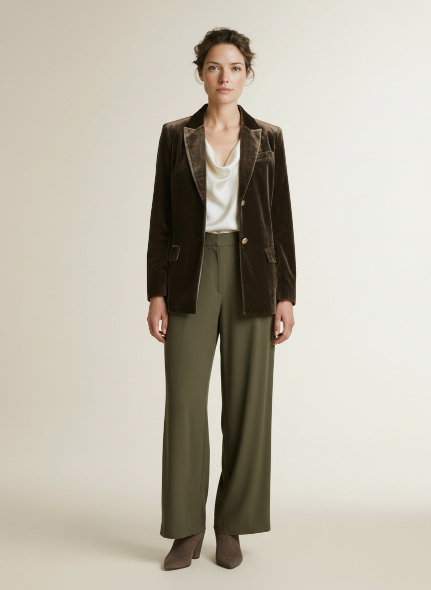 Full body view of the model wearing Mos Mosh Mmemery Vera Blazer 160 Delicioso