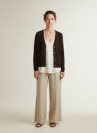 Full body view of the model wearing Red Button Emilie Knit Blazer Espresso