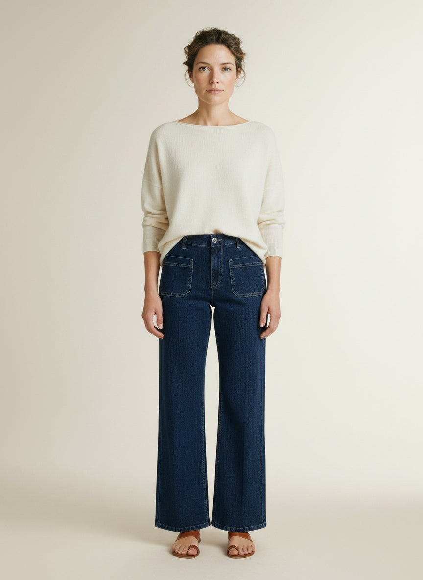 Full body view of the model wearing Red Button Colette Front Patch Pockets Midstone-l33