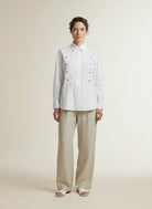 Full body view of the model wearing Co'couture Viannecc Officer Shirt White