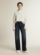 Full body view of the model wearing Red Button Claudette Insert Blue Black Denim Blueblack-l33