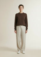 Full body view of the model wearing Msch Copenhagen Mschagatha East Pullover Delicioso