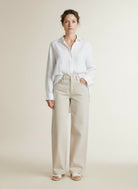 Full body view of the model wearing Red Button Claudette Slanted Seams Twill L33 Kit-l33