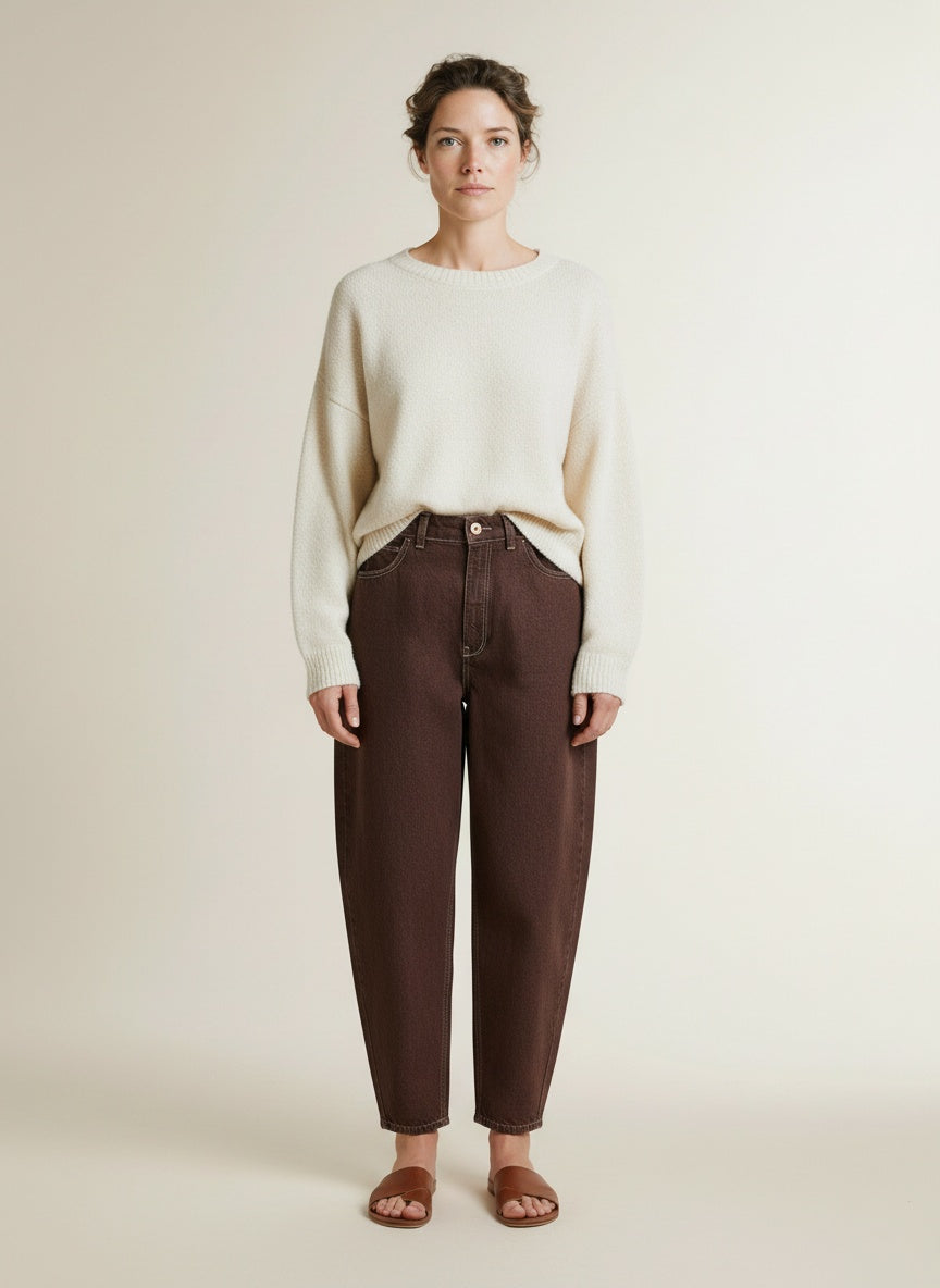 Full body view of the model wearing Mos Mosh Mmscottie Marble Jeans 278 Port Royale