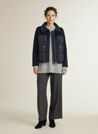 Full body view of the model wearing Mos Mosh Mmharriet Loisa Jacket 468 Salute Navy