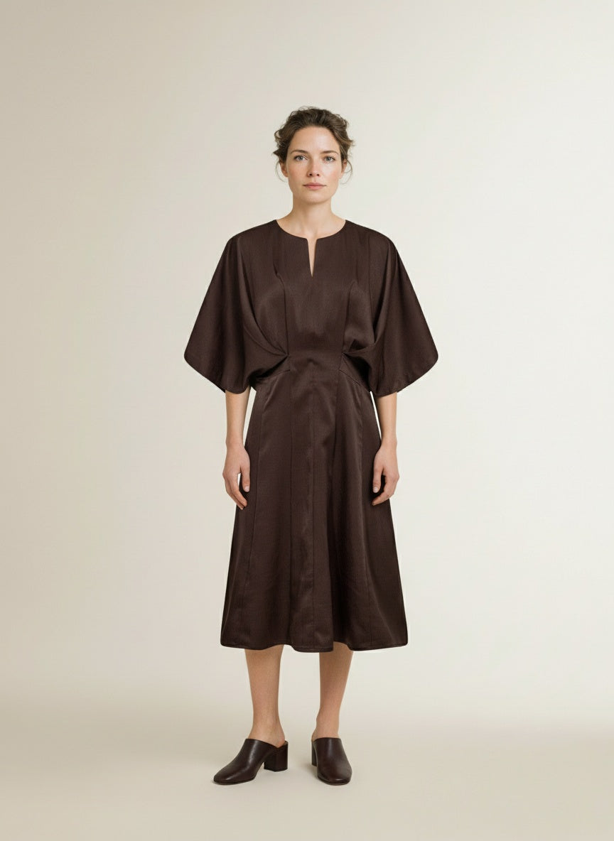 Full body view of the model wearing Copenhagen Muse Cmvianna-dress Mulch