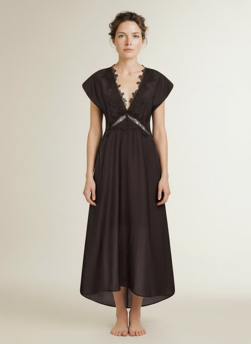 Full body view of the model wearing Copenhagen Muse Cmmolly-dress Mulch