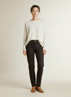 Full body view of the model wearing Red Button Bibette Colored Denim Espresso-l33