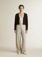 Full body view of the model wearing Gestuz Gzdebbie Cardigan Noos Ganache Melange