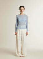 Full body view of the model wearing Msch Copenhagen Mschjanie Illenora Top Windsurfer