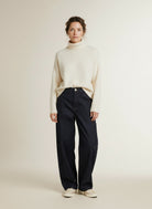 Full body view of the model wearing Mos Mosh Mmcharlee Diani Jeans 447 Dark Blue