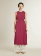 Full body view of the model wearing Msch Copenhagen Mschdaria Sl Dress Rhubarb Melange