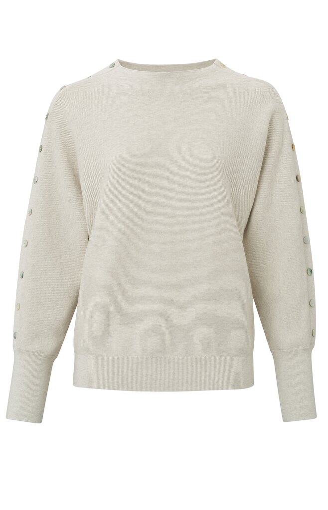 Yaya Button Detail Sweater Light Grey Melange