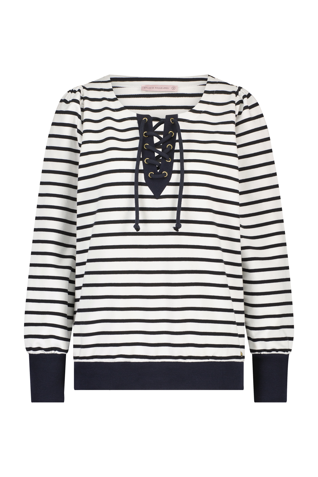 Studio Anneloes Myrne Stripe Sweater Off White/ Dark Blue