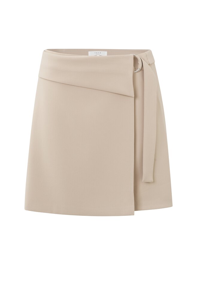 Yaya Mini Skirt With Fancy Waist Oxford Tan Sand