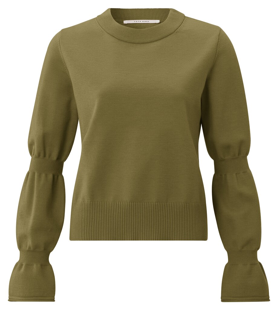 Yaya Sweater With Sleeve Detail Gothic Olive Green