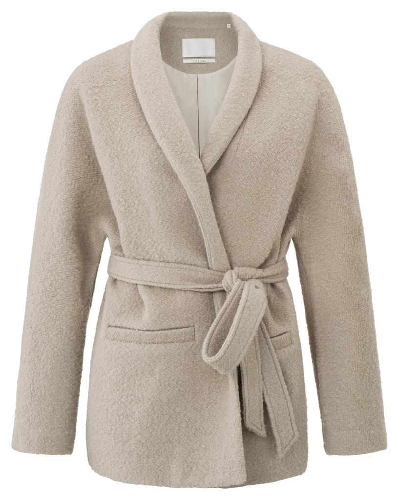 Yaya Wool Mix Kimono Vest Jacket Pure Cashmere Brown