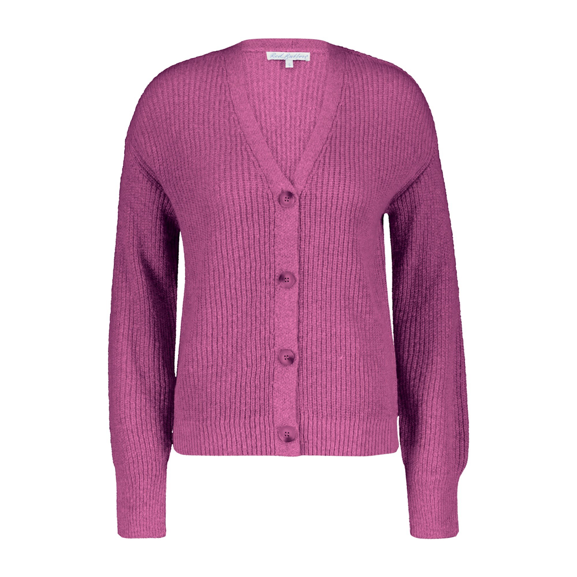 Red Button Cardigan Fluffy Light Mulberry