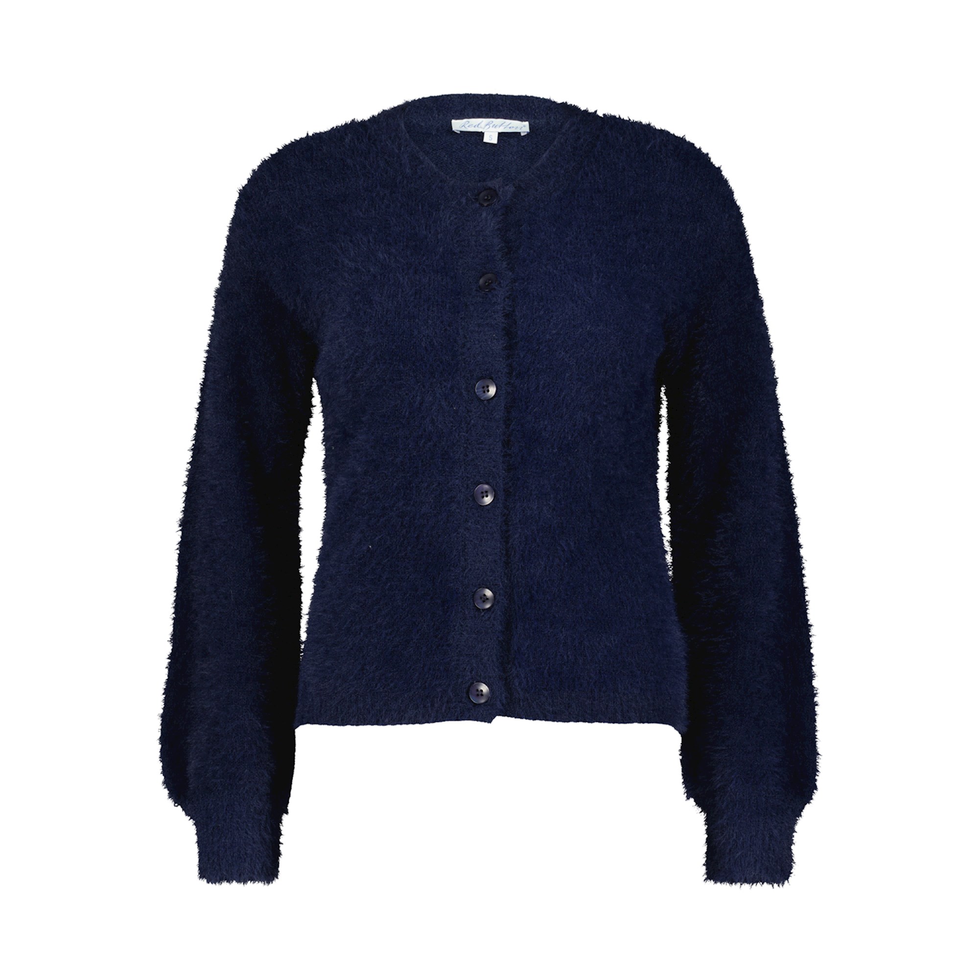Red Button Cardigan Fluffy Navy
