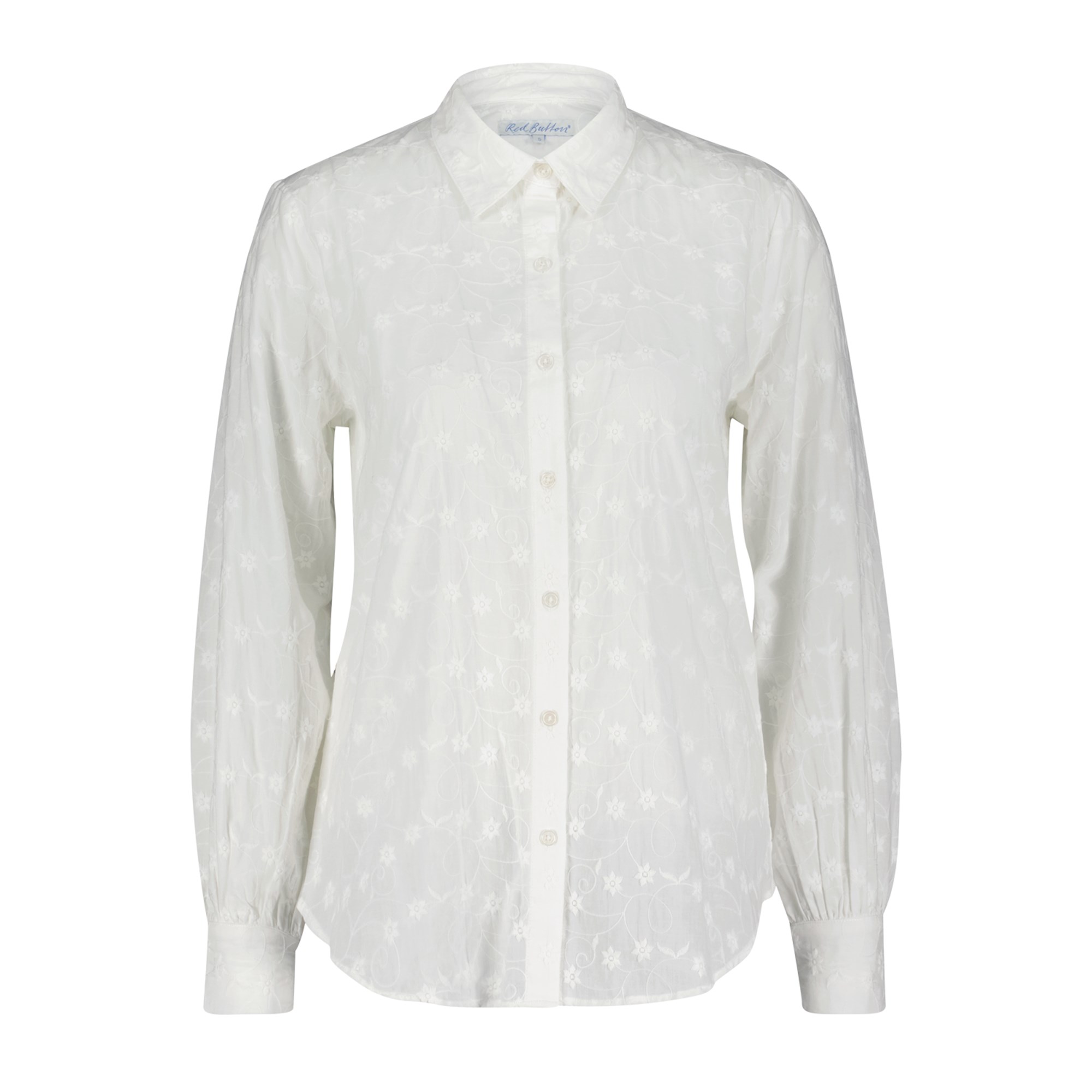 Red Button Bobie Blouse Embroidery Off White