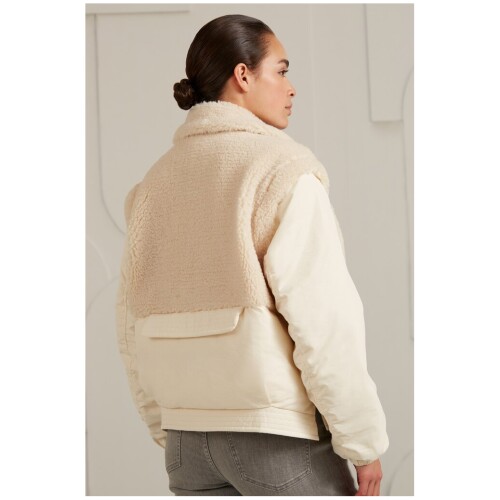 Yaya Nylon Bomber With Teddy Details And Detachable Sleeves