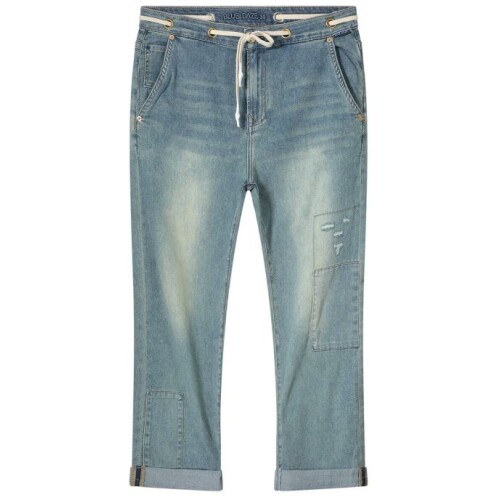 Summum Loose Fit Crop Jeans Soft Fine Twill Vintage Blue