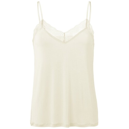 Yaya Lace Strappy Top With Jersey Body Ivory White