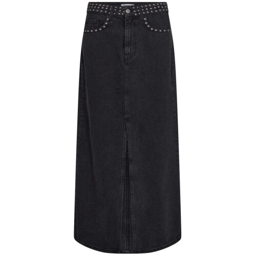 Co'Couture Vika Denim Stud Slit Skirt Black