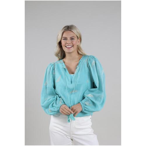 Nukus Cecile Blouse Feather Turquoise