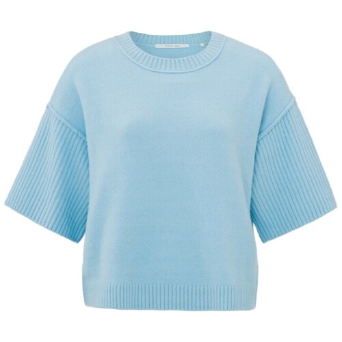 Yaya Boatneck Sweater With Rib Sleeves Cerulean Blue