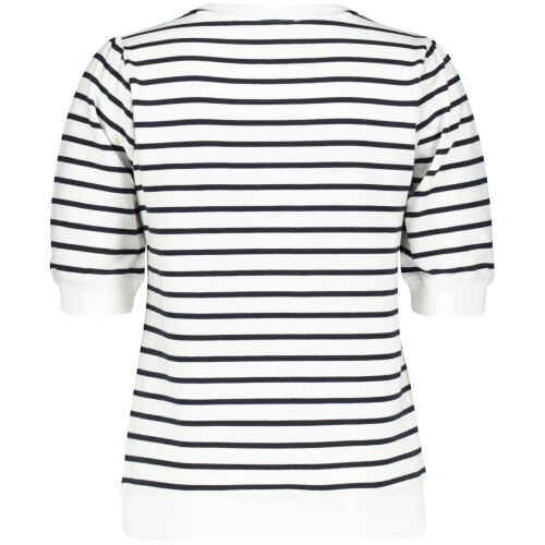 Red Button Terry Stripe Short Sleeve Navy