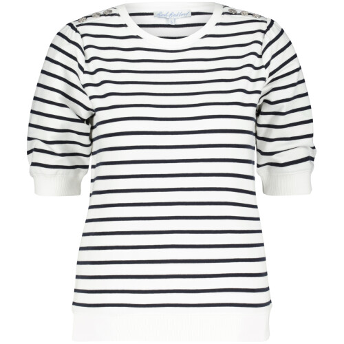 Red Button Terry Stripe Short Sleeve Navy
