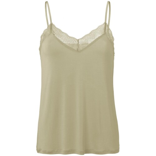 Yaya Lace Strappy Top With Jersey Body Eucalyptus Green