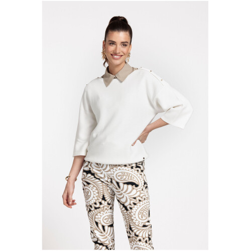 Studio Anneloes Evelin Button Boatneck Off White