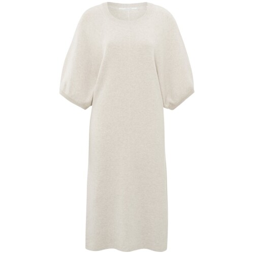 Yaya Knitted Puff Sleeve Dress Gray Morn Beige Melange