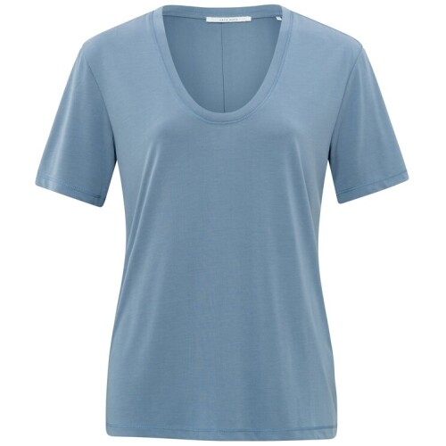 Yaya T-shirt With Rounded V-neck Infinity Blue