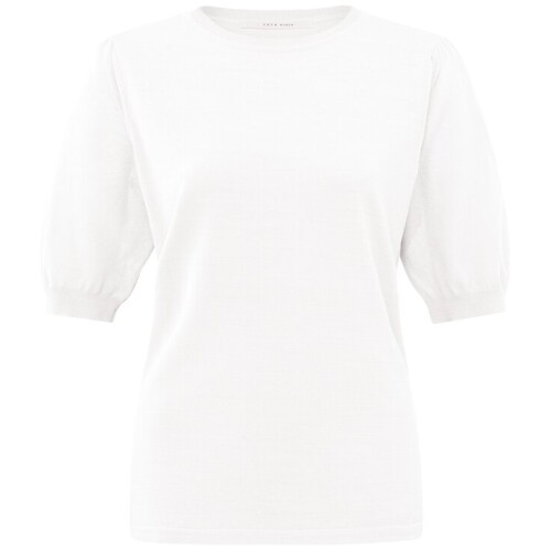 Yaya Fine Yarn Puff Sleeve Sweater Off White