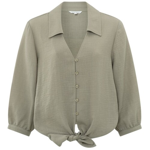 Yaya Knotted Cropped Blouse Army Green