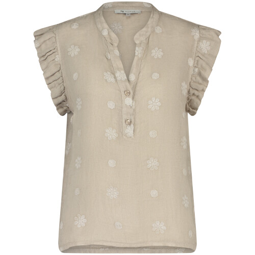 Nukus Cosie Top Embroidery Light Sand